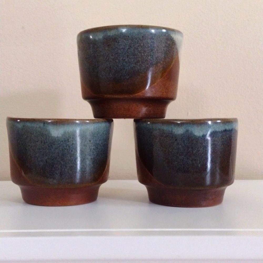 Pottery Craft Bonsai Trio Tea Cups made in USA
